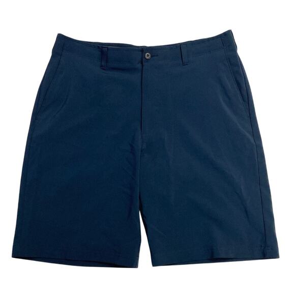 Ben Hogan Performance Sz 34 Navy Blue Stretch Golf Shorts Mens Chino Flat Front - Picture 1 of 8